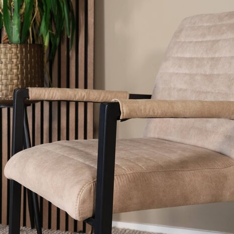 Lizzely Garden & Living Eetkamerstoel met armleuning zand microvezel Noor