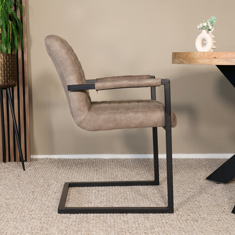 Lizzely Garden & Living Eetkamerstoel met armleuning grijs microvezel Noor