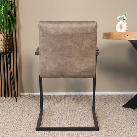 Lizzely Garden & Living Eetkamerstoel met armleuning grijs microvezel Noor