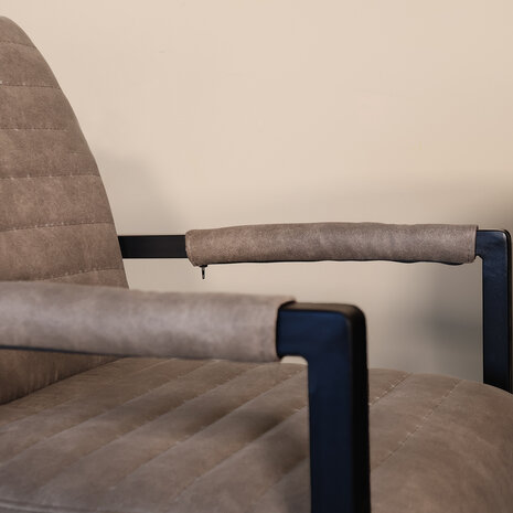 Lizzely Garden & Living Eetkamerstoel met armleuning grijs microvezel Noor