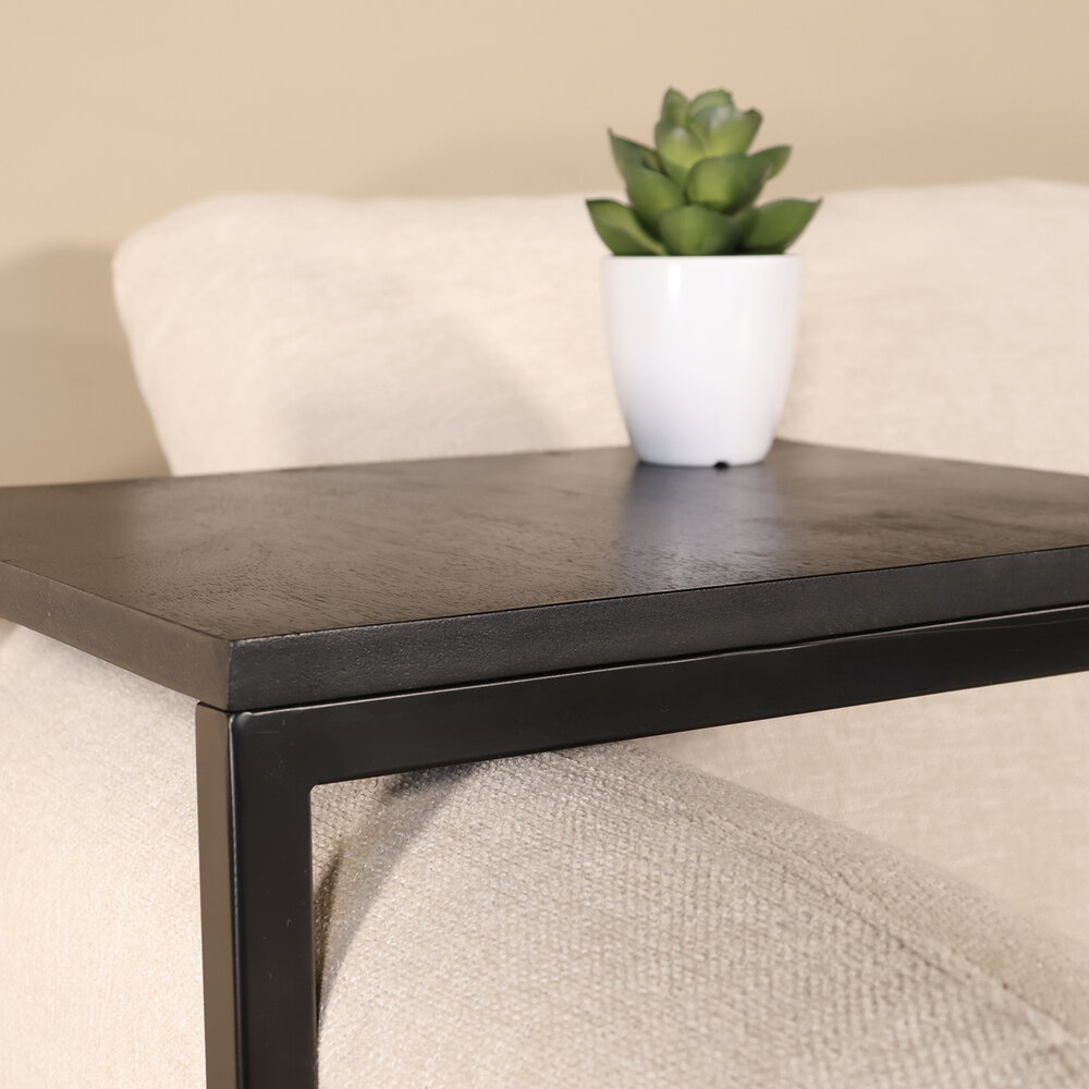 Bijzettafel Industrieel Jerry 74cm zwart mangohout Bijzettafel Industrieel Jerry 74cm zwart mangohout