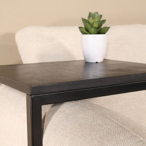Lizzely Garden & Living Bijzettafel Industrieel Jerry 74cm zwart mangohout Lizzely Garden & Living Bijzettafel Industrieel Jerry 74cm zwart mangohout