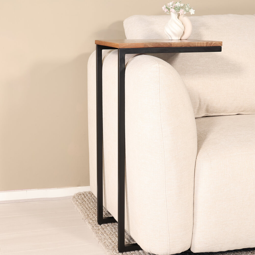 Bijzettafel Industrieel Jerry 74cm bruin mangohout Bijzettafel Industrieel Jerry 74cm bruin mangohout