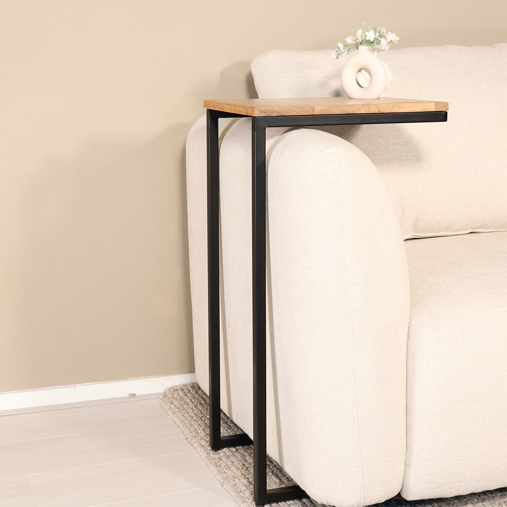 Bijzettafel Industrieel Jerry 74cm lichtbruin mangohout Bijzettafel Industrieel Jerry 74cm lichtbruin mangohout