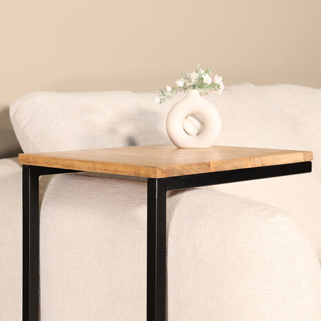 Lizzely Garden & Living Bijzettafel Industrieel Jerry 74cm lichtbruin mangohout Lizzely Garden & Living Bijzettafel Industrieel Jerry 74cm lichtbruin mangohout