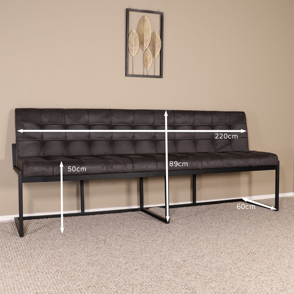 Eetkamerbank Vito 220cm zwart microvezel eetbank Eetkamerbank Vito 220cm zwart microvezel eetbank
