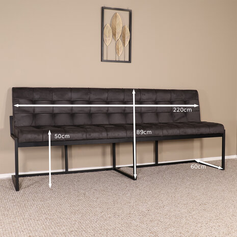 Lizzely Garden & Living Eetkamerbank Vito 220cm zwart microvezel eetbank Lizzely Garden & Living Eetkamerbank Vito 220cm zwart microvezel eetbank