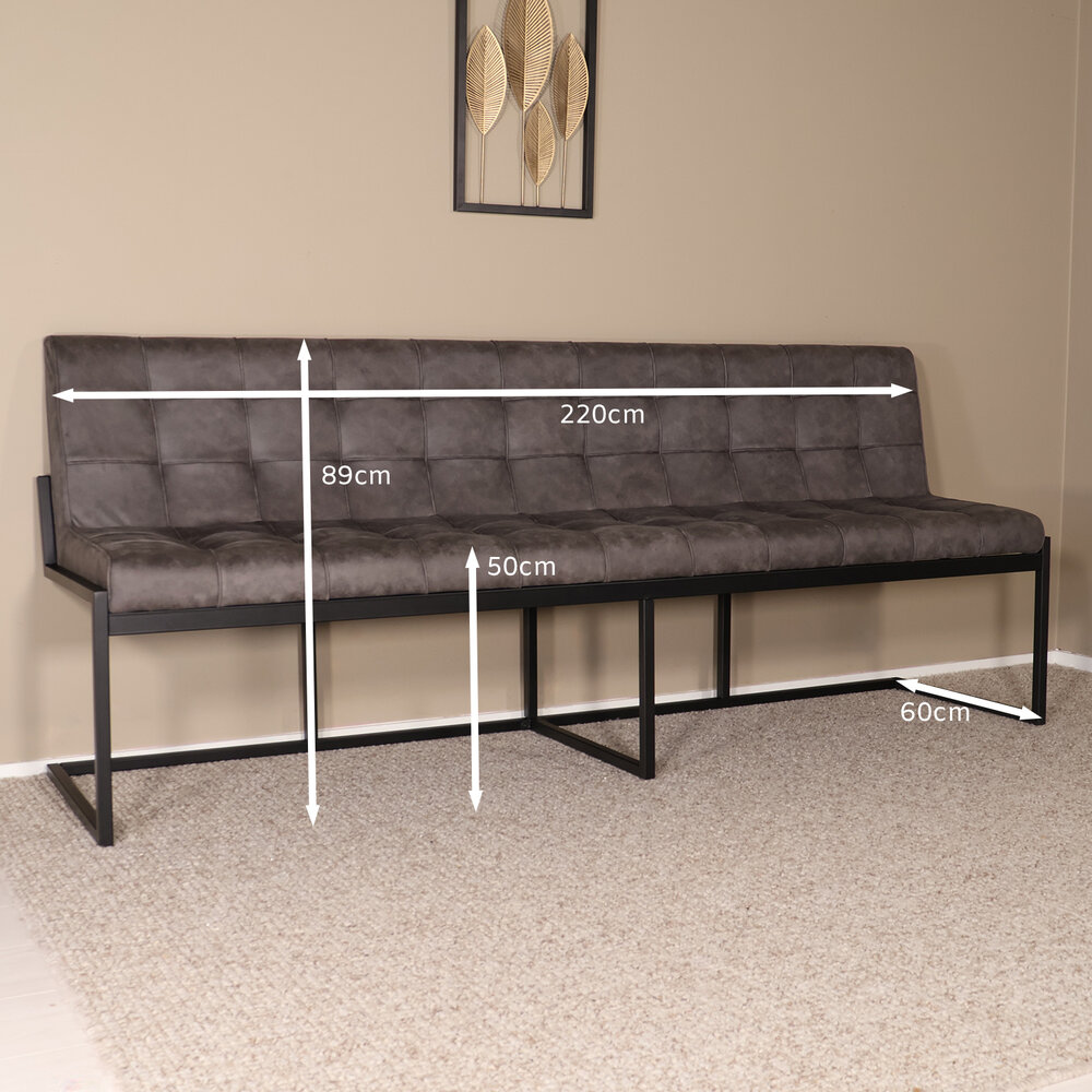 Eetkamerbank Vito 220cm antraciet microvezel eetbank Eetkamerbank Vito 220cm antraciet microvezel eetbank