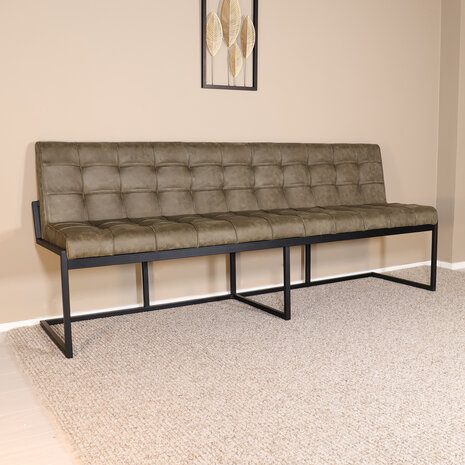 Lizzely Garden & Living Eetkamerbank Vito 220cm donkergroen microvezel eetbank Lizzely Garden & Living Eetkamerbank Vito 220cm donkergroen microvezel eetbank