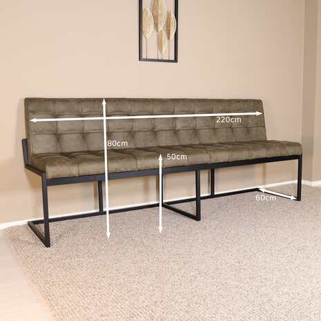 Lizzely Garden & Living Eetkamerbank Vito 220cm donkergroen microvezel eetbank Lizzely Garden & Living Eetkamerbank Vito 220cm donkergroen microvezel eetbank