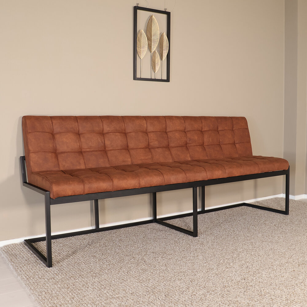 Eetkamerbank Vito 220cm cognac microvezel eetbank Eetkamerbank Vito 220cm cognac microvezel eetbank