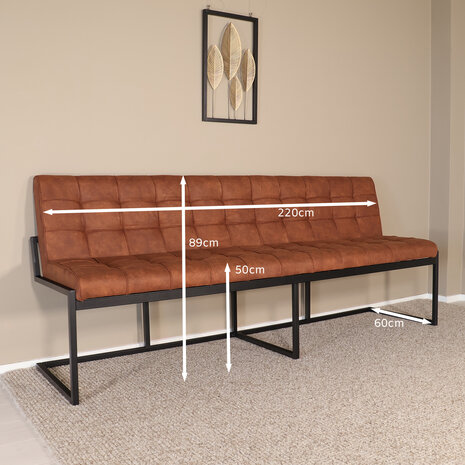 Lizzely Garden & Living Eetkamerbank Vito 220cm cognac microvezel eetbank Lizzely Garden & Living Eetkamerbank Vito 220cm cognac microvezel eetbank