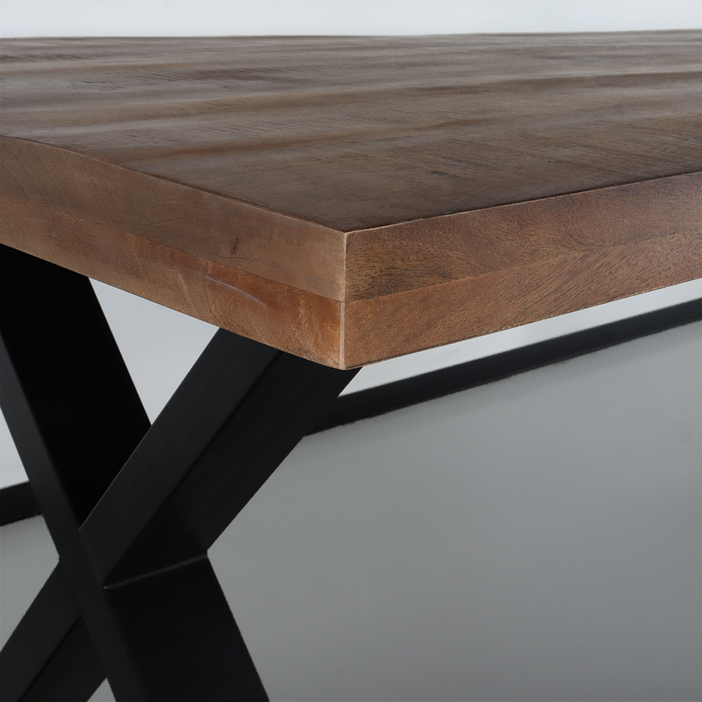 Eettafel X-poot rechthoekig 200cm bruin mangohout Eettafel X-poot rechthoekig 200cm bruin mangohout