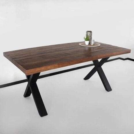 Lizzely Garden & Living Eettafel X-poot rechthoekig 200cm bruin mangohout Lizzely Garden & Living Eettafel X-poot rechthoekig 200cm bruin mangohout