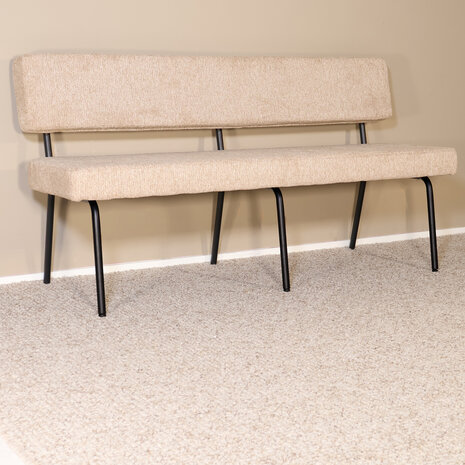 Lizzely Garden & Living Eetkamerbank Wendy 160cm beige stof eetbank Lizzely Garden & Living Eetkamerbank Wendy 160cm beige stof eetbank