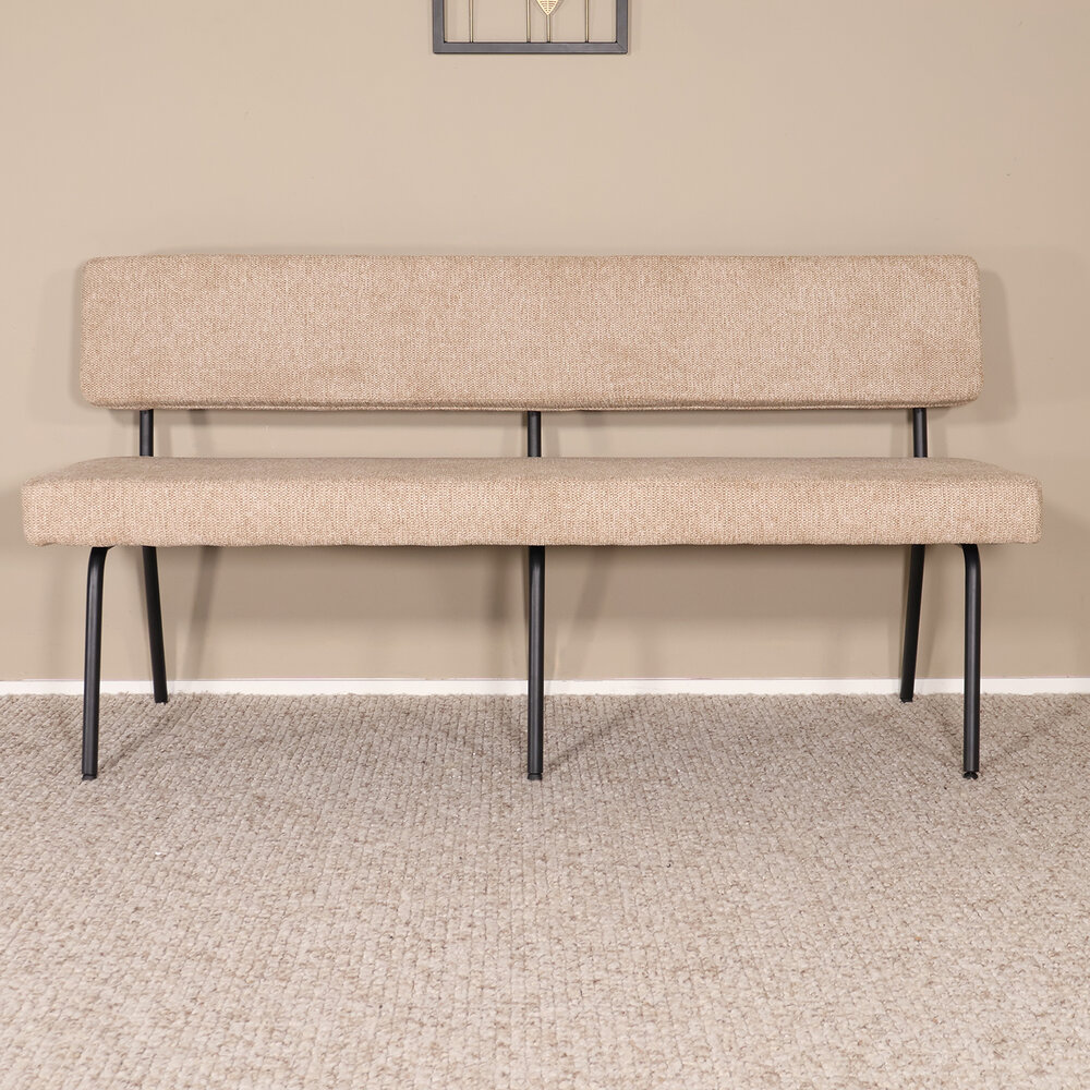 Eetkamerbank Wendy 160cm beige stof eetbank Eetkamerbank Wendy 160cm beige stof eetbank