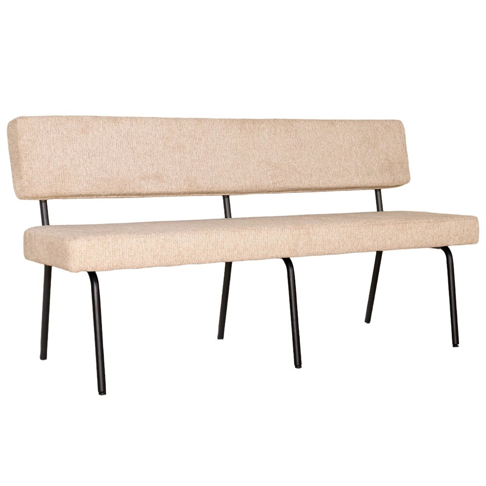 Eetkamerbank Wendy 160cm beige stof eetbank Eetkamerbank Wendy 160cm beige stof eetbank