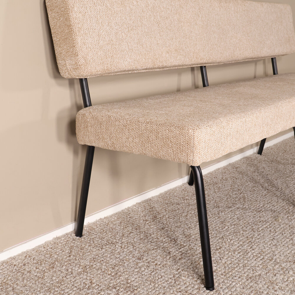 Eetkamerbank Wendy 160cm beige stof eetbank Eetkamerbank Wendy 160cm beige stof eetbank