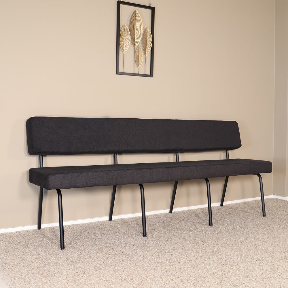 Eetkamerbank Wendy 200cm zwart stof eetbank Eetkamerbank Wendy 200cm zwart stof eetbank
