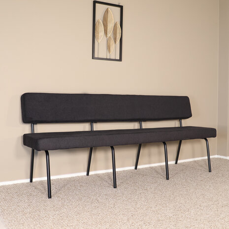 Lizzely Garden & Living Eetkamerbank Wendy 200cm zwart stof eetbank Lizzely Garden & Living Eetkamerbank Wendy 200cm zwart stof eetbank