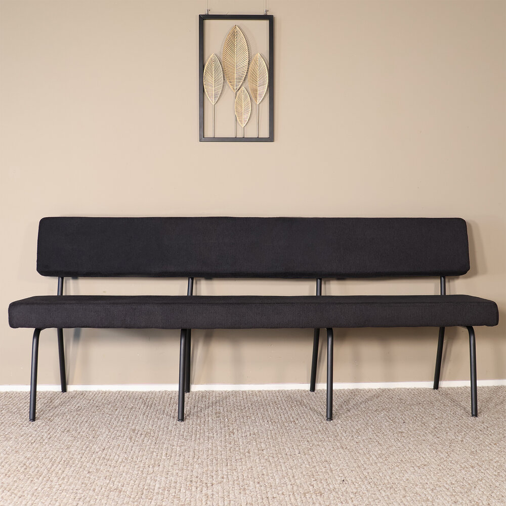 Eetkamerbank Wendy 200cm zwart stof eetbank Eetkamerbank Wendy 200cm zwart stof eetbank