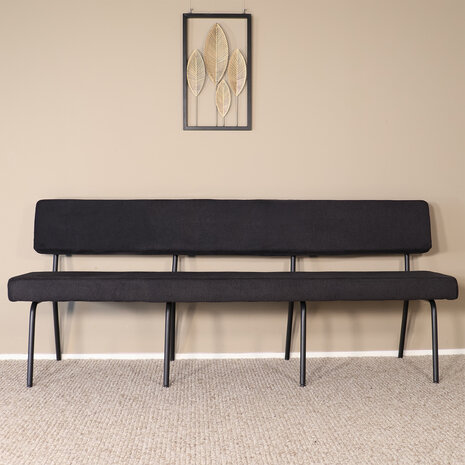 Lizzely Garden & Living Eetkamerbank Wendy 200cm zwart stof eetbank Lizzely Garden & Living Eetkamerbank Wendy 200cm zwart stof eetbank