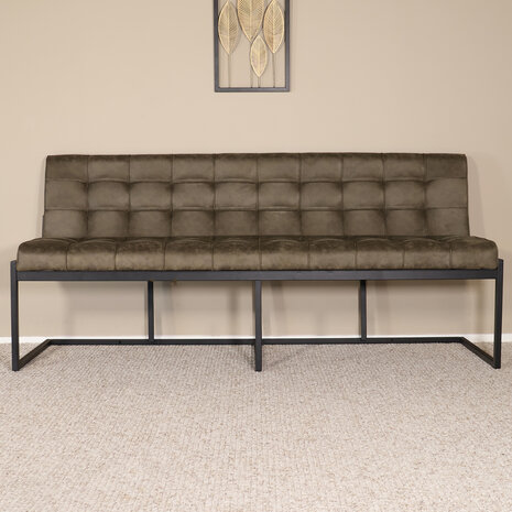 Lizzely Garden & Living Eetkamerbank Vito 200cm donkergroen microvezel eetbank