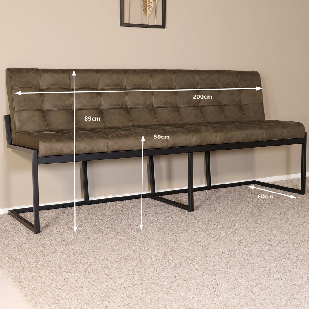 Eetkamerbank Vito 200cm donkergroen microvezel eetbank