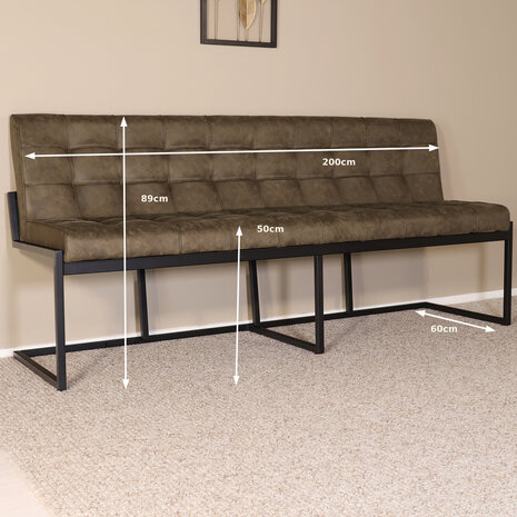 Lizzely Garden & Living Eetkamerbank Vito 200cm donkergroen microvezel eetbank