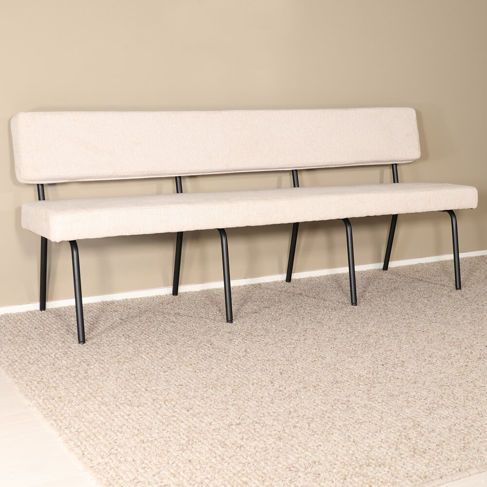 Eetkamerbank Wendy 200cm zand stof eetbank Eetkamerbank Wendy 200cm zand stof eetbank