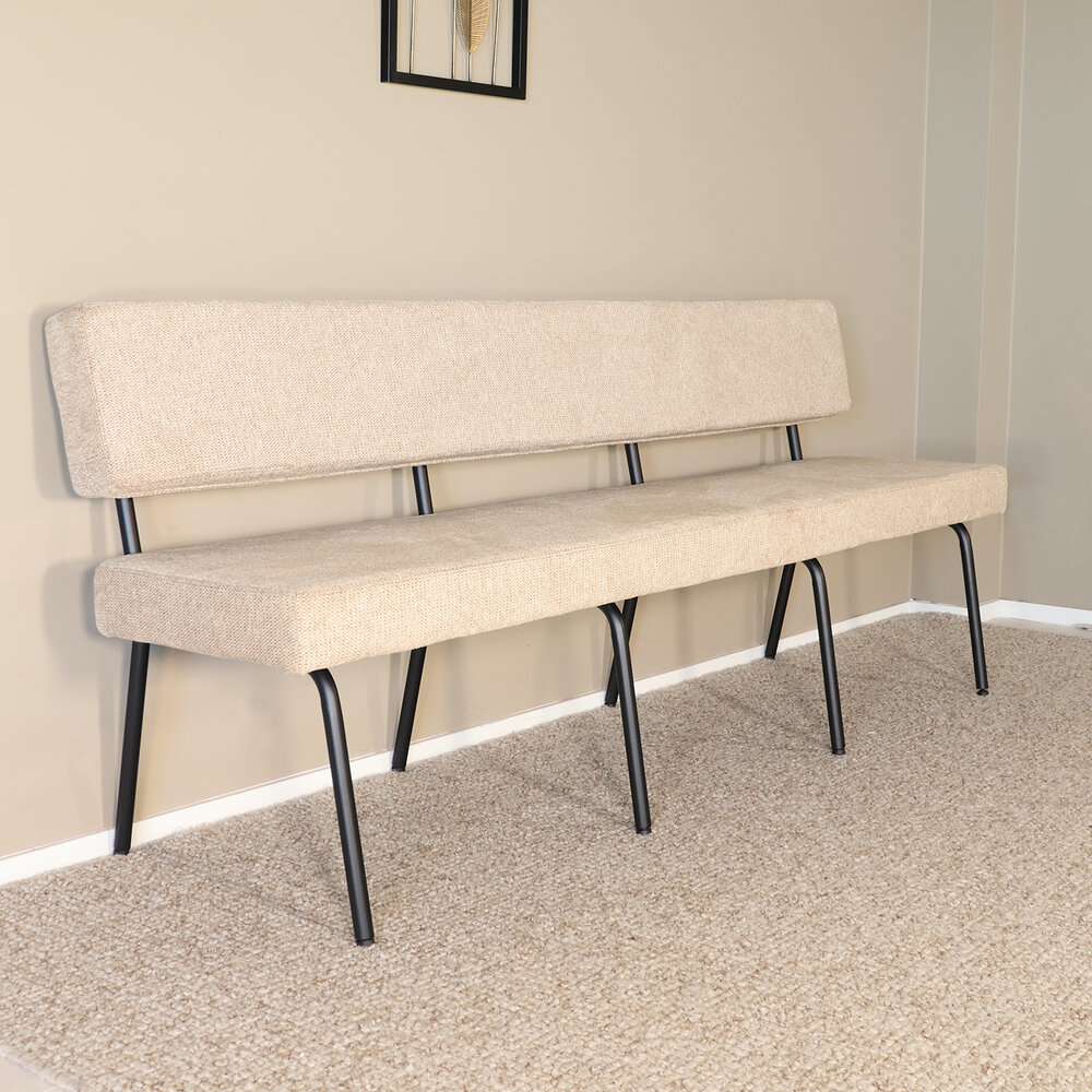 Eetkamerbank Wendy 200cm beige stof eetbank Eetkamerbank Wendy 200cm beige stof eetbank