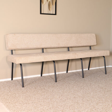 Lizzely Garden & Living Eetkamerbank Wendy 200cm beige stof eetbank Lizzely Garden & Living Eetkamerbank Wendy 200cm beige stof eetbank