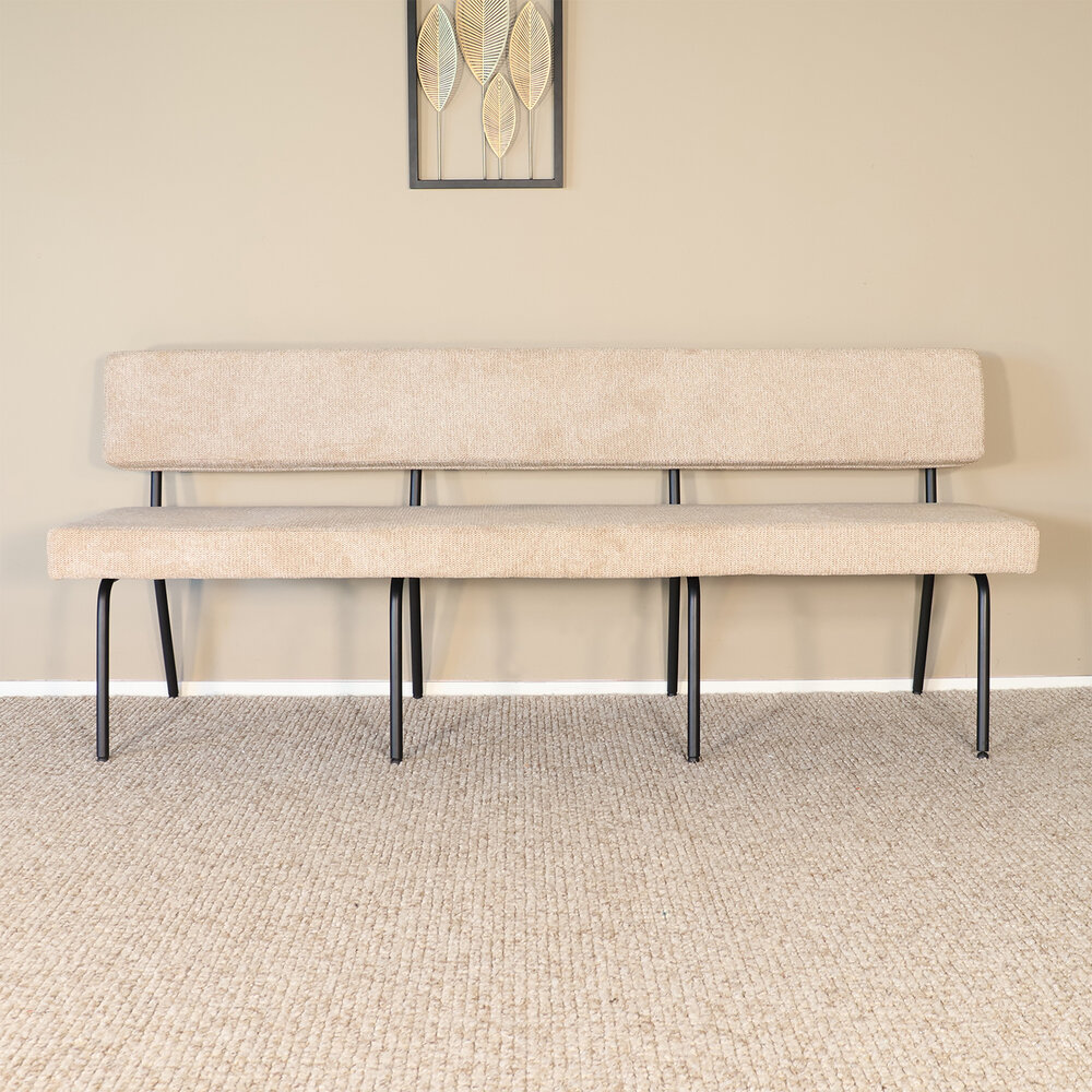 Eetkamerbank Wendy 200cm beige stof eetbank Eetkamerbank Wendy 200cm beige stof eetbank