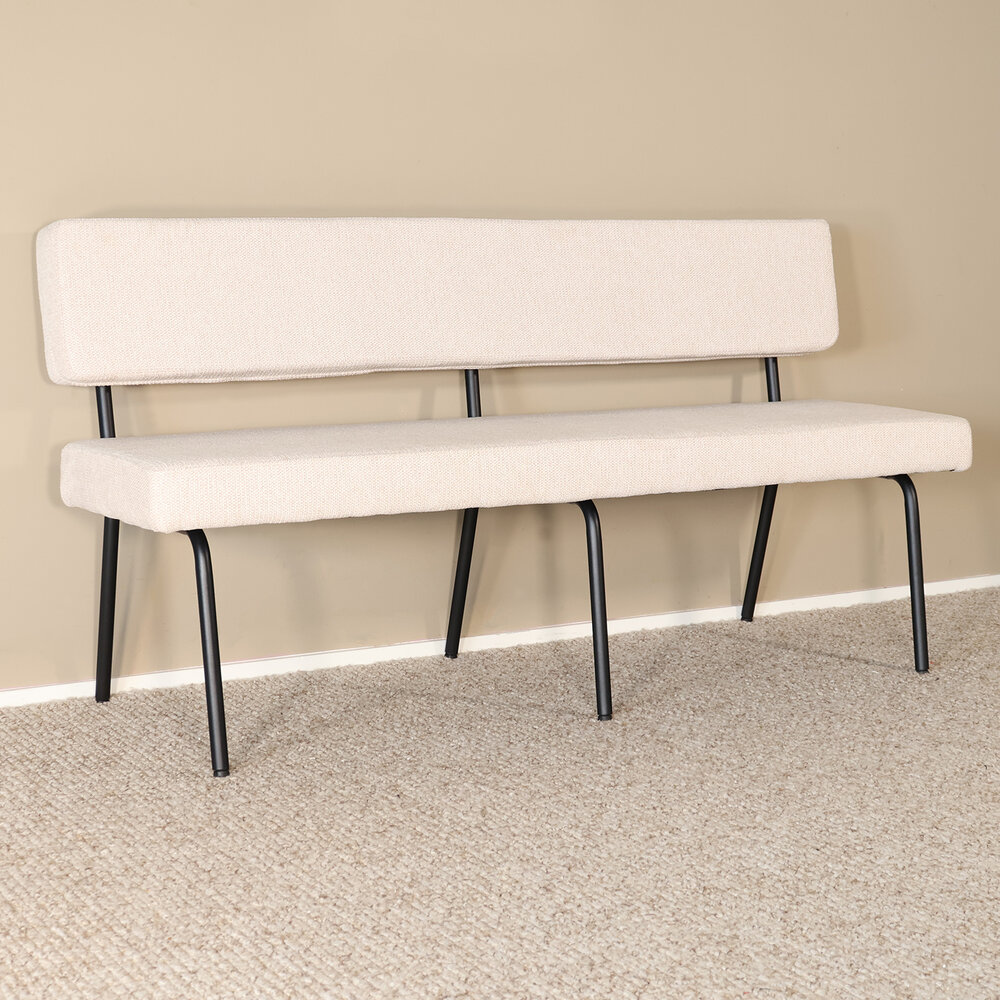 Eetkamerbank Wendy 160cm zand stof eetbank Eetkamerbank Wendy 160cm zand stof eetbank