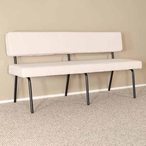 Lizzely Garden & Living Eetkamerbank Wendy 160cm zand stof eetbank Lizzely Garden & Living Eetkamerbank Wendy 160cm zand stof eetbank