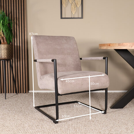 Lizzely Garden & Living Fauteuil met armleuningen Merlijn grijs chenille 1 persoon stoel Lizzely Garden & Living Fauteuil met armleuningen Merlijn grijs chenille 1 persoon stoel