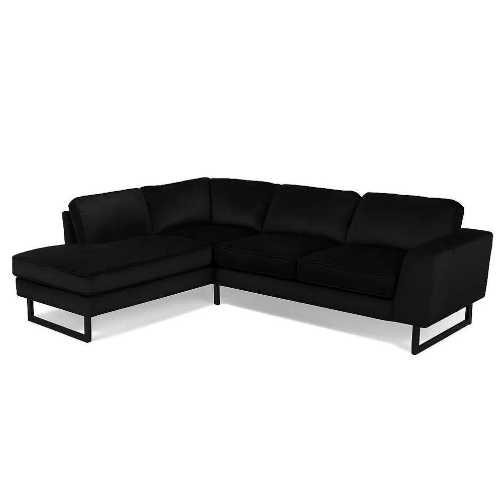 Hoekbank design Puckerto 290cm bank velvet zwart hoek loungebank links bankstel