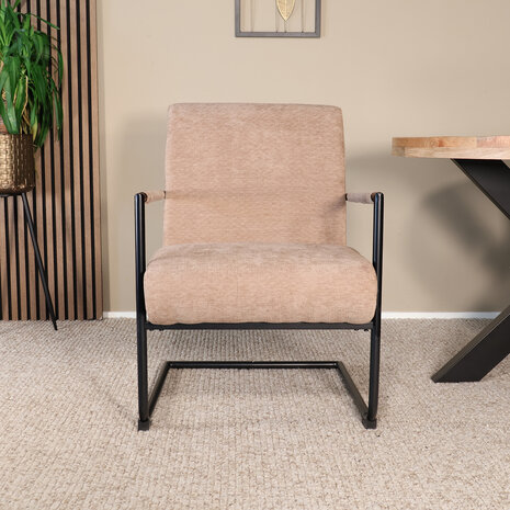 Lizzely Garden & Living Fauteuil met armleuningen Merlijn bruin chenille 1 persoon stoel Lizzely Garden & Living Fauteuil met armleuningen Merlijn bruin chenille 1 persoon stoel