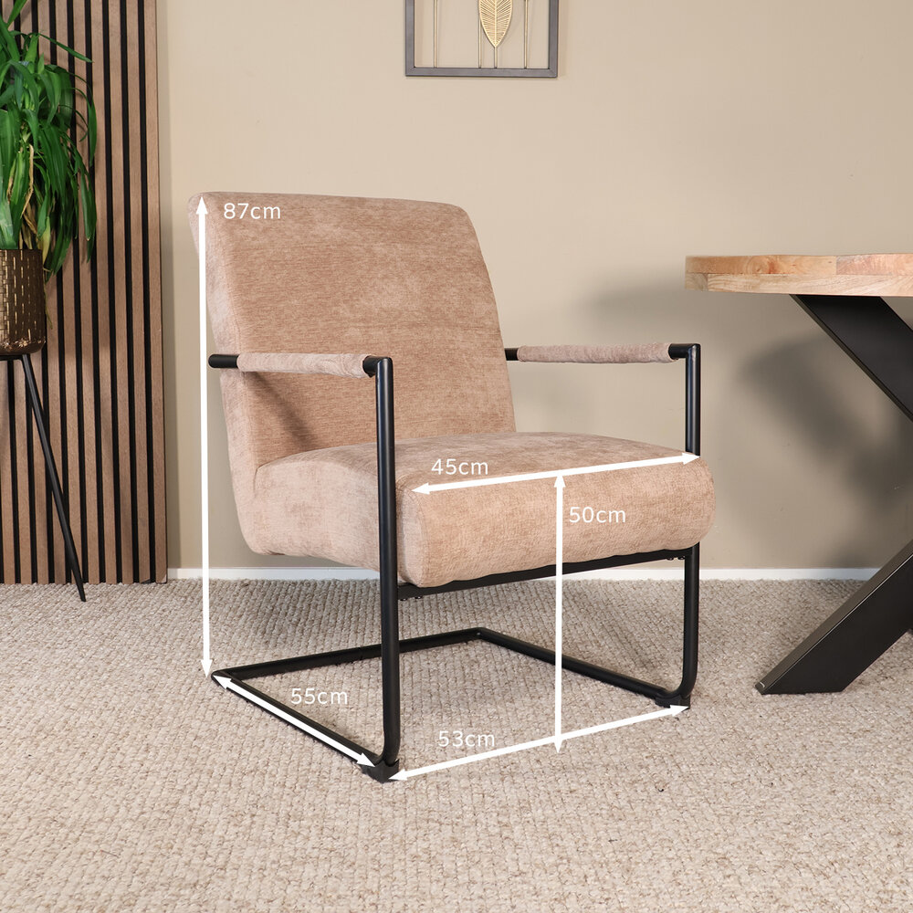 Fauteuil met armleuningen Merlijn bruin chenille 1 persoon stoel Fauteuil met armleuningen Merlijn bruin chenille 1 persoon stoel