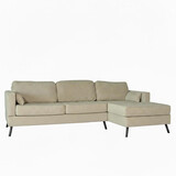 Lizzely Garden & Living Hoekbank design Lizza 269cm bank taupe velvet loungebank zowel links als rechts bankstel