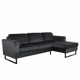 Lizzely Garden & Living Hoekbank design Darsiono 280cm bank antraciet velvet loungebank zowel links als rechts bankstel