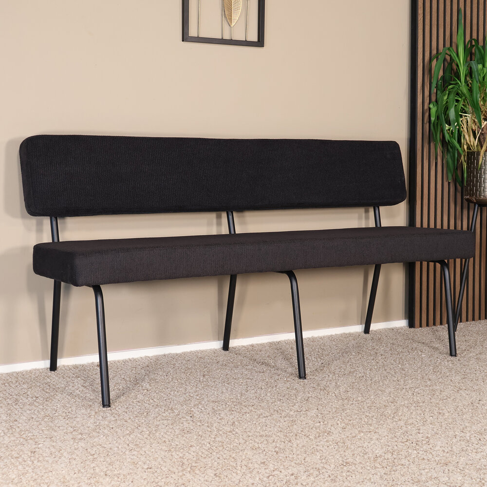 Eetkamerbank Wendy 160cm zwart stof eetbank Eetkamerbank Wendy 160cm zwart stof eetbank