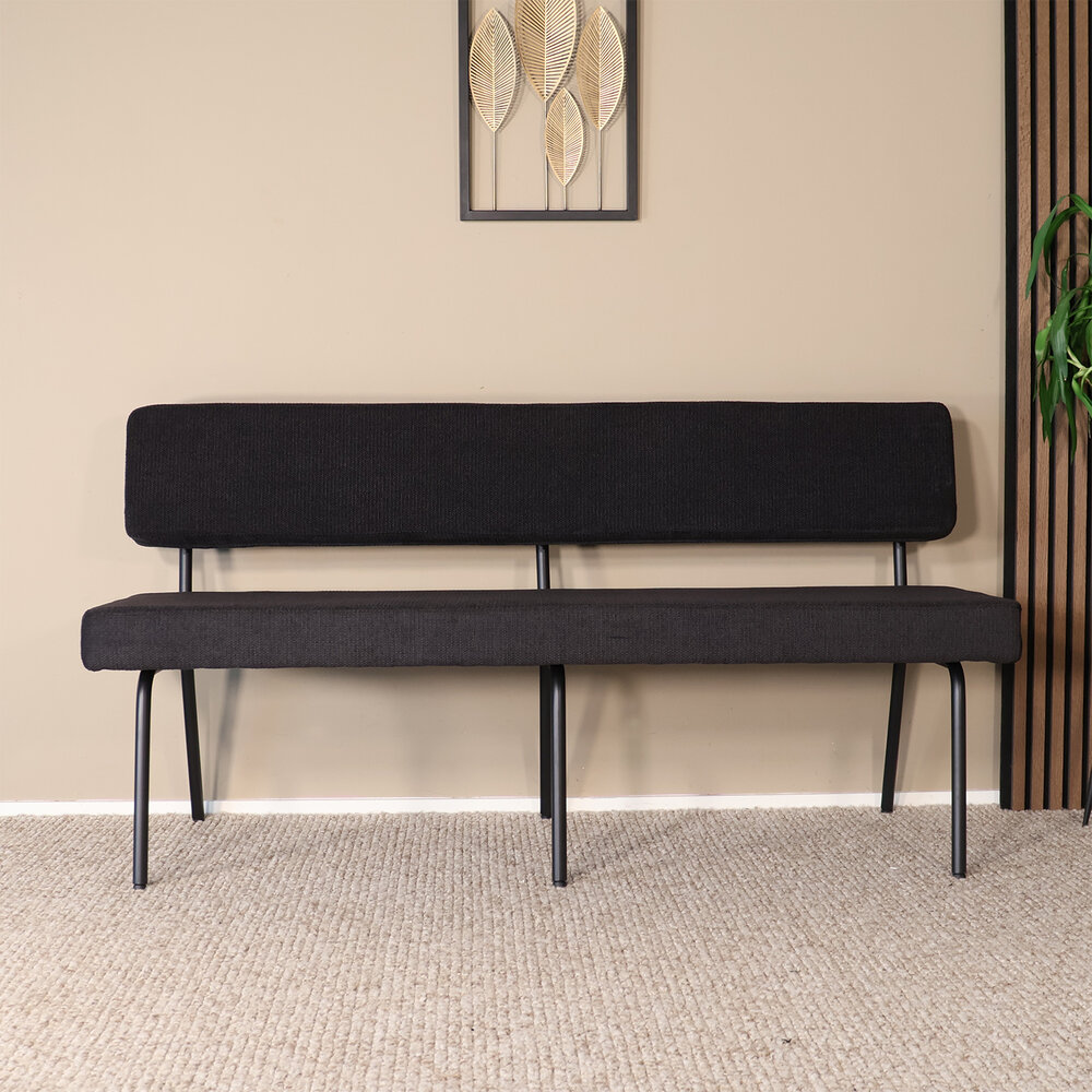 Eetkamerbank Wendy 160cm zwart stof eetbank Eetkamerbank Wendy 160cm zwart stof eetbank