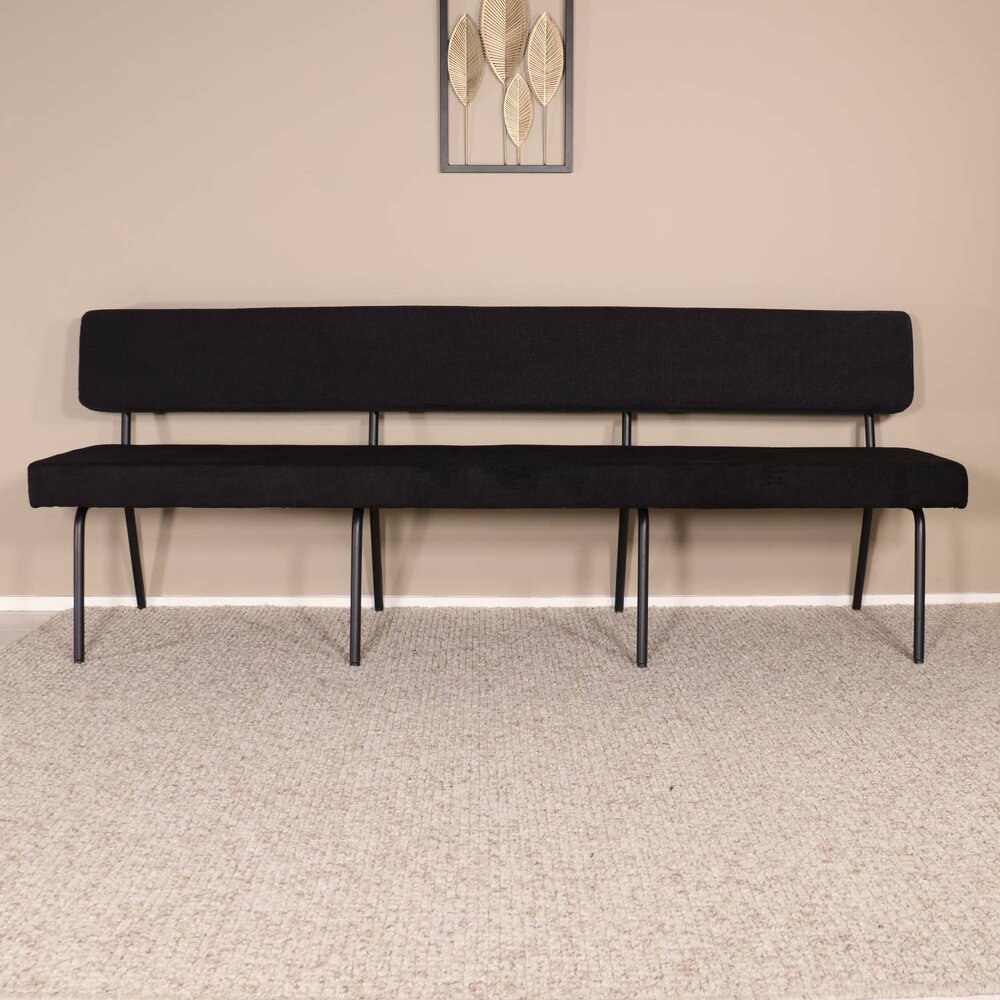 Eetkamerbank Wendy 220cm zwart stof eetbank Eetkamerbank Wendy 220cm zwart stof eetbank