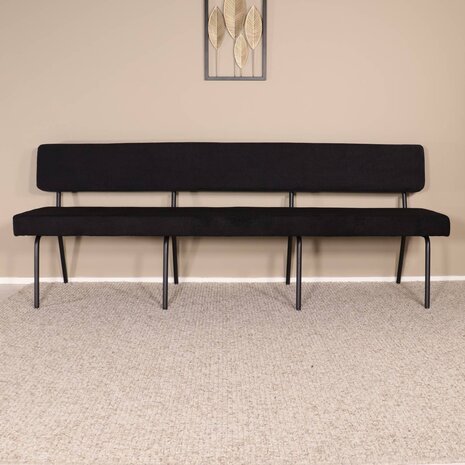 Lizzely Garden & Living Eetkamerbank Wendy 220cm zwart stof eetbank Lizzely Garden & Living Eetkamerbank Wendy 220cm zwart stof eetbank