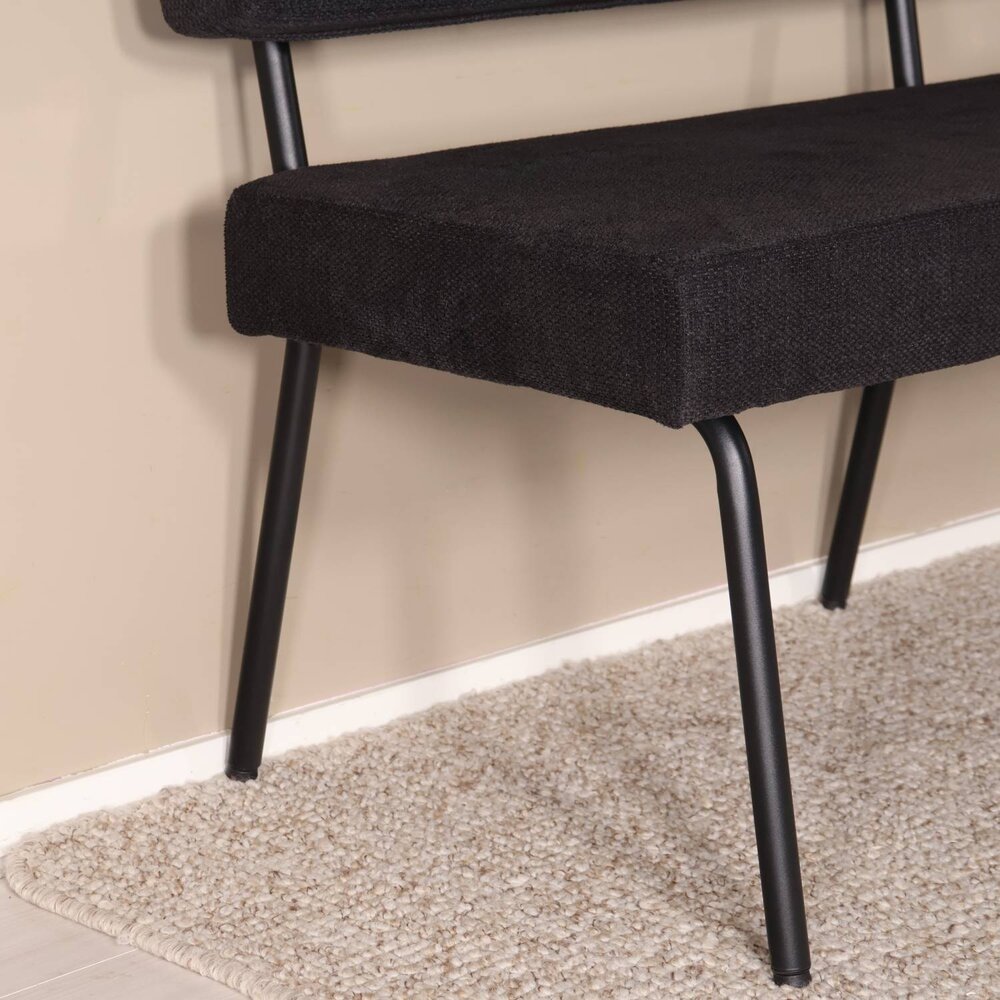 Eetkamerbank Wendy 220cm zwart stof eetbank Eetkamerbank Wendy 220cm zwart stof eetbank