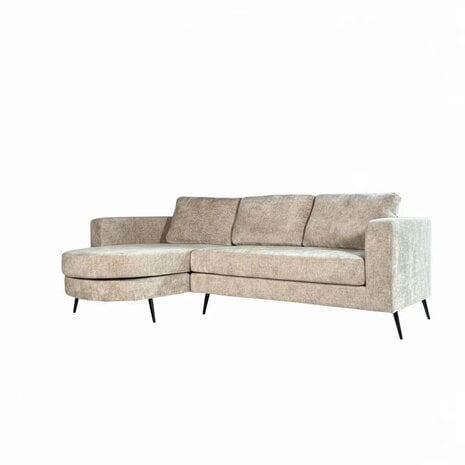 Lizzely Garden & Living Hoekbank design Nox 250cm bank beige chenille bankstel links loungebank