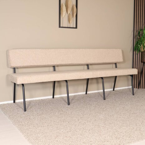 Lizzely Garden & Living Eetkamerbank Wendy 220cm beige stof eetbank Lizzely Garden & Living Eetkamerbank Wendy 220cm beige stof eetbank