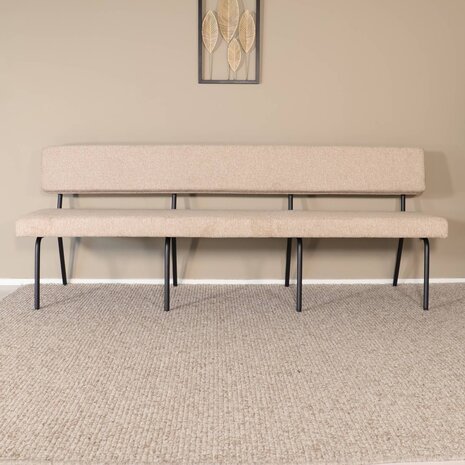 Lizzely Garden & Living Eetkamerbank Wendy 220cm beige stof eetbank Lizzely Garden & Living Eetkamerbank Wendy 220cm beige stof eetbank