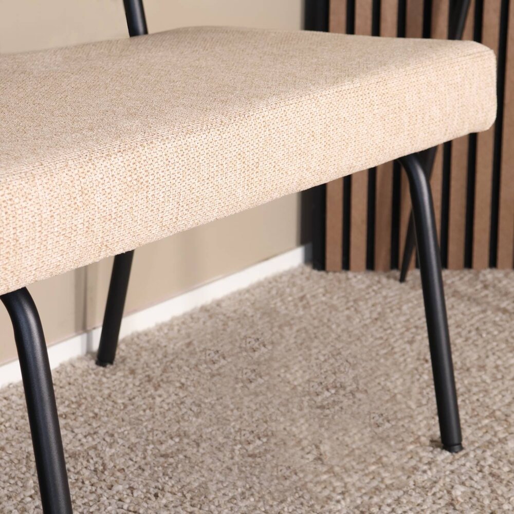 Eetkamerbank Wendy 220cm beige stof eetbank Eetkamerbank Wendy 220cm beige stof eetbank